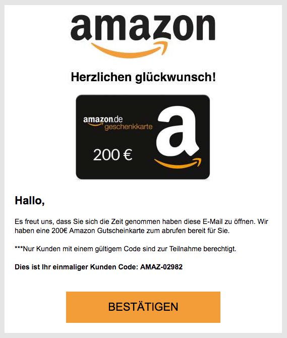 Amazon Gutscheincode Fake