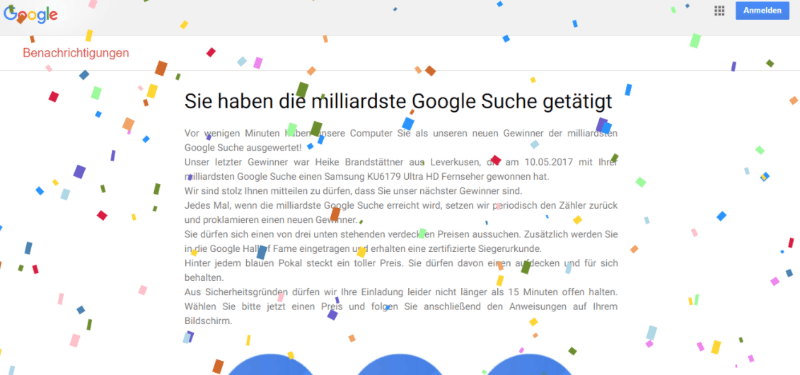 Milliardste Google Suche Gewinner