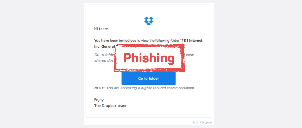 Dropbox Phishing Im Namen Von 11 Ihr E Mail 11 Sicherheitshinweis