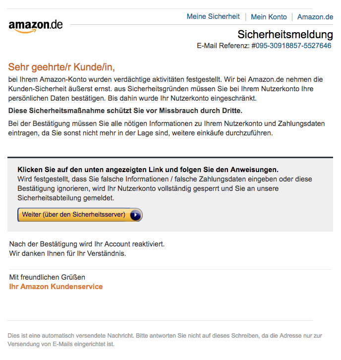 Amazon Sicherheitsdienst E Mail