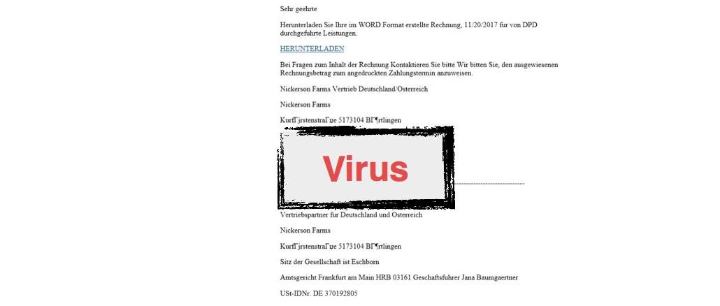Mail Dpd E Rechnungneue Rechnungen Sind Erstellt Worden Virus