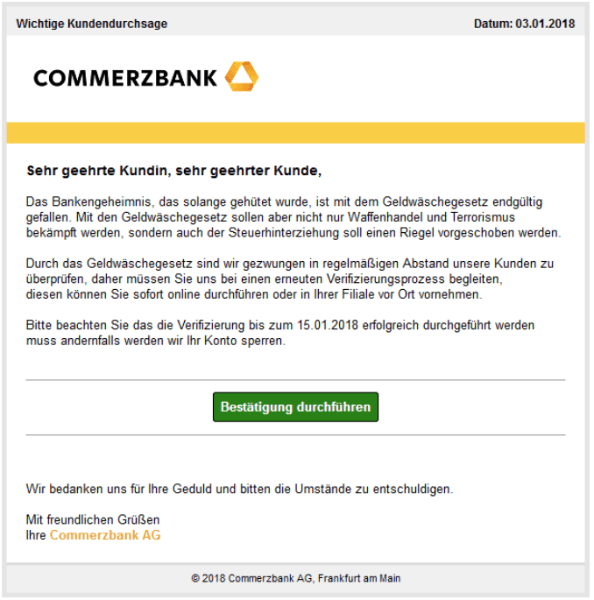 Commerzbank Phishing E Mail Fwdbeachten Vorsicht