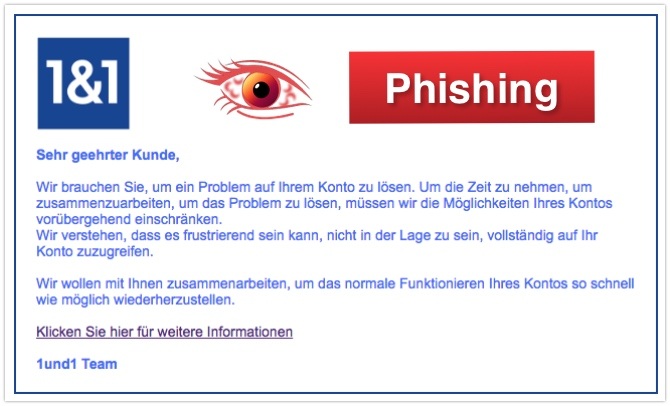 Phishing Nachrichten Im Namen Von 11 Internet Se Vorsicht Spam