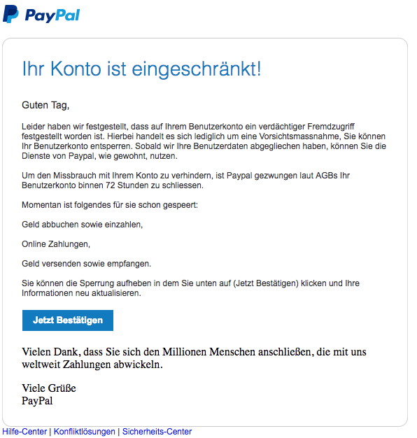 Paypal Phishing Aktuell Diese E Mails Sind Betrug Spam übersicht