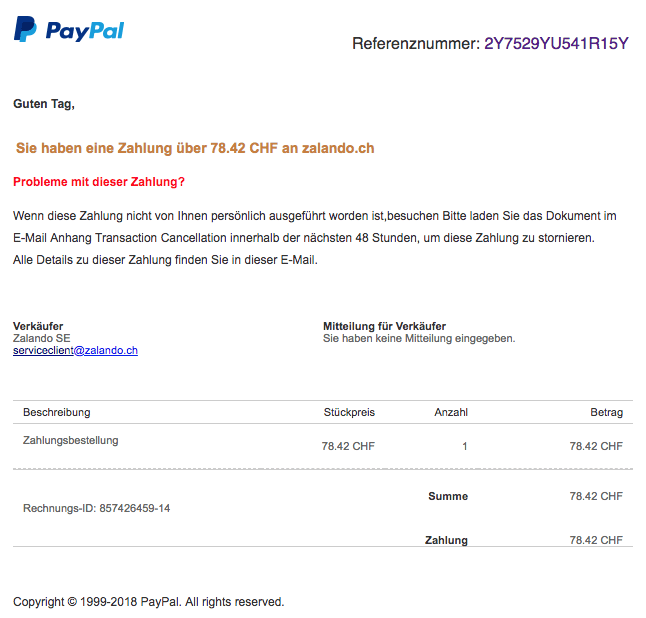 Paypal Phishing Bestätigung Ihrer Zahlung An Isotel Gmbh Update