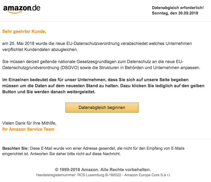 Amazon Phishing Aktuell Gefälschte E Mails Im Umlauf Spam Alarm