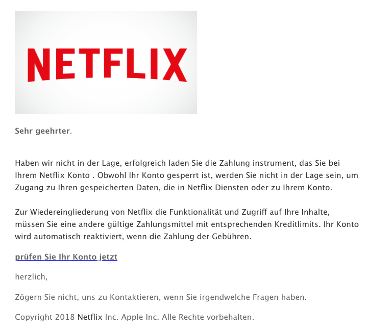 Netflix Phishing Aktuell Diese Spam Mails Sind Aktuell Im Umlauf