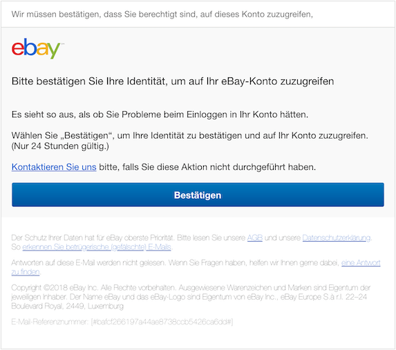 Ebay Phishing Aktuell Diese Spam Mails Sind Eine Fälschung Und Betrug