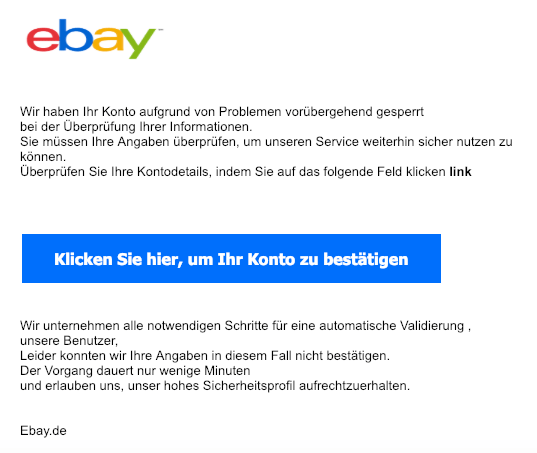 Ebay Phishing Aktuell Diese Spam Mails Sind Eine Fälschung Und Betrug