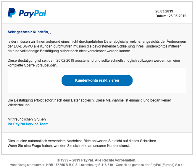 Fake Mail Paypal