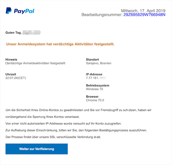 Paypal Bestätigungsprozess